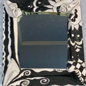 Hand-Painted Black and White Decorative Wall Mirror